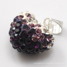 Colgante cristalino multicolor de la arcilla de la llegada 15MM del corazón de Shamballa del corazón de Shamballa de la forma del corazón al por mayor de la arcilla para la joyería de DIY